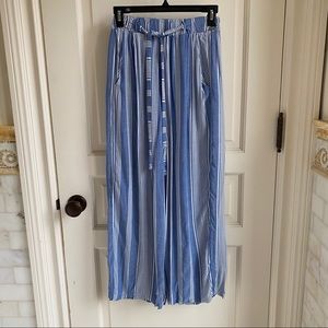 Wide leg striped pants